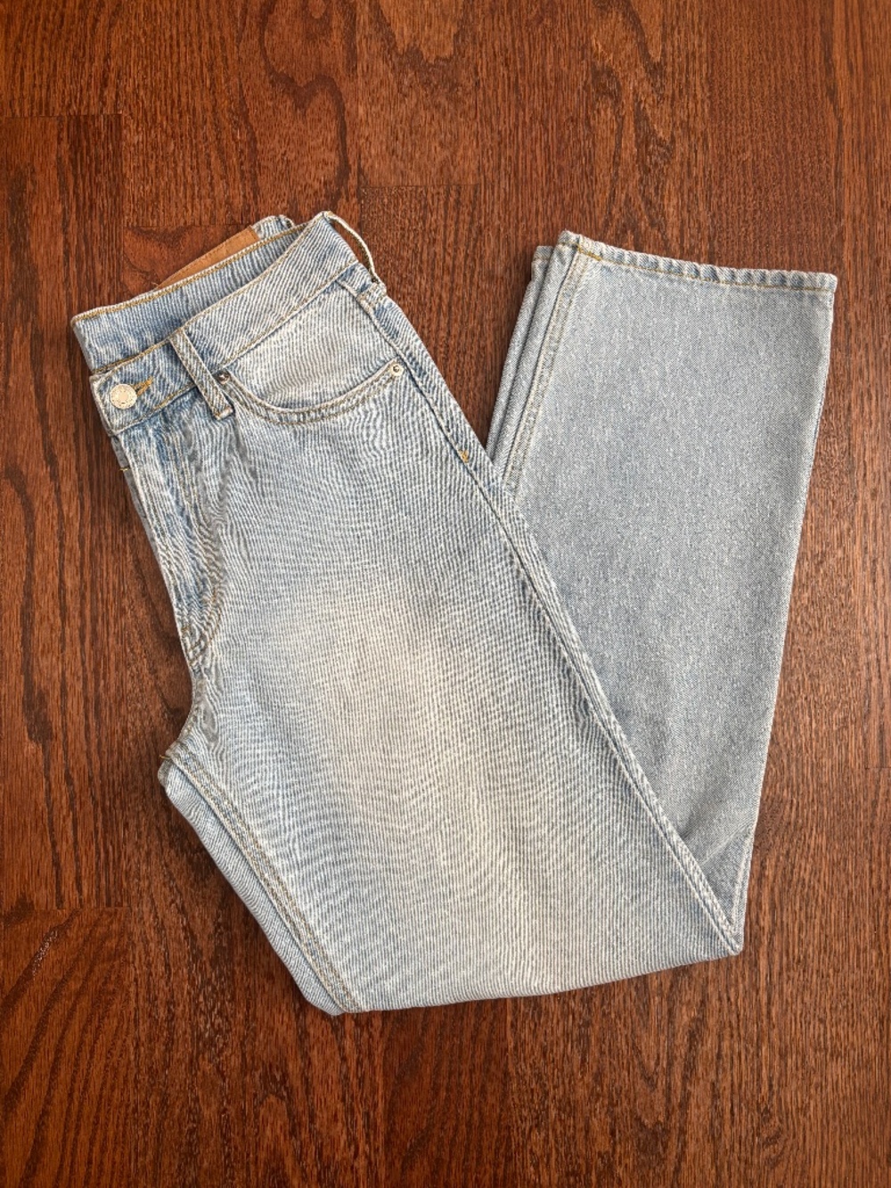 H&M &Denim Women’s Baggy Low Waist Jeans Size 2 Light Wash Wide Leg